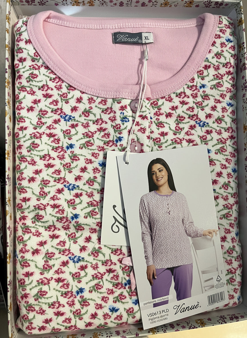 Pigiama donna Vanué caldo cotone due fantasie - art. 613