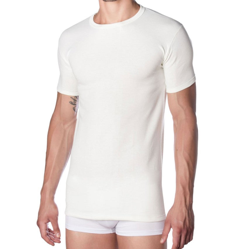Maglia intima da uomo mezza manica con scollo a V in lana e cotone SPEEDY