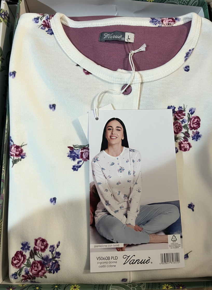 Pigiama donna Vanué caldo cotone due colori - art. 608