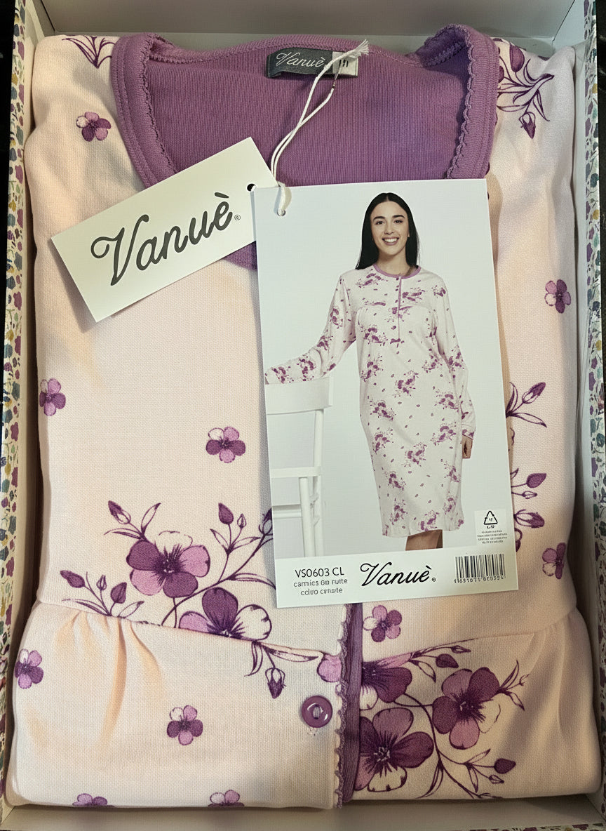 Camicia da notte Vanuè in caldo cotone due colori - art. 603