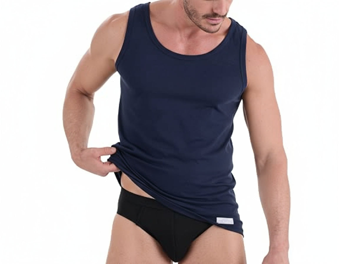 3 PEZZI - Canotta uomo Navigare spalla larga in 100% cotone - art. 511