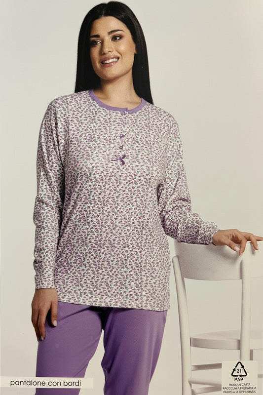 Pigiama donna Vanué caldo cotone due fantasie - art. 613