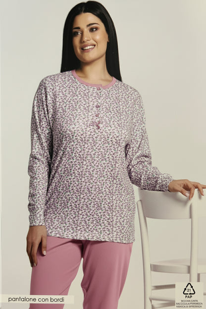 Pigiama donna Vanué caldo cotone due fantasie - art. 613