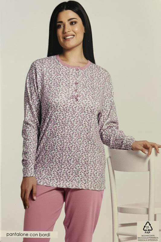 Pigiama donna Vanué caldo cotone due fantasie - art. 613