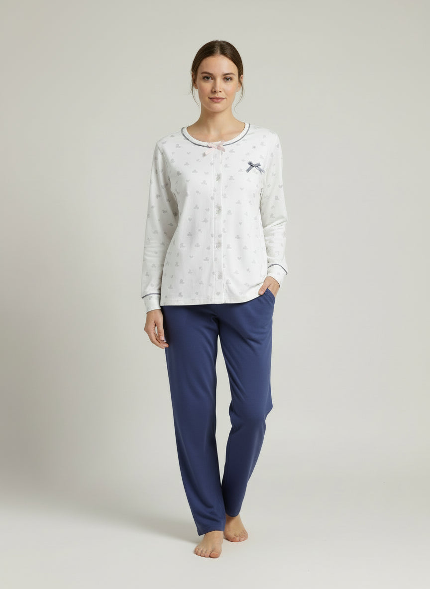 Pigiama Donna Irge in Caldo Cotone con Apertura sulla Giacca due colori – art. 2154