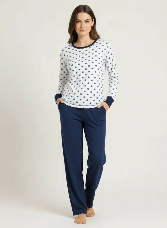 Pigiama donna Mastro Bianco cotone caldo due colori - art- 220