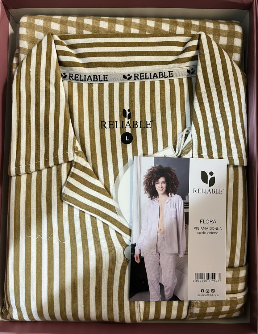 Pigiama Reliable  in Caldo Cotone con Apertura sulla Giacca - Modello Flora