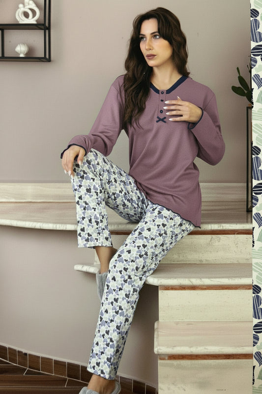 Pigiama donna Basile caldo cotone in due colori -  art. 143