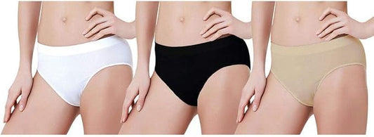 ILARY 3 Slip da Donna in Microfibra a Vita Alta bianco nero e beige