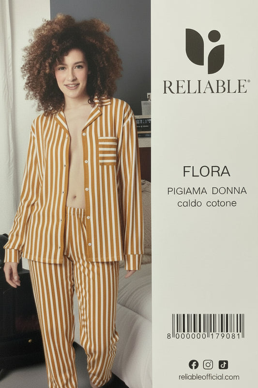 Pigiama Reliable  in Caldo Cotone con Apertura sulla Giacca - Modello Flora