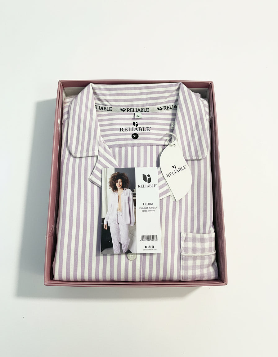 Pigiama Reliable  in Caldo Cotone con Apertura sulla Giacca - Modello Flora