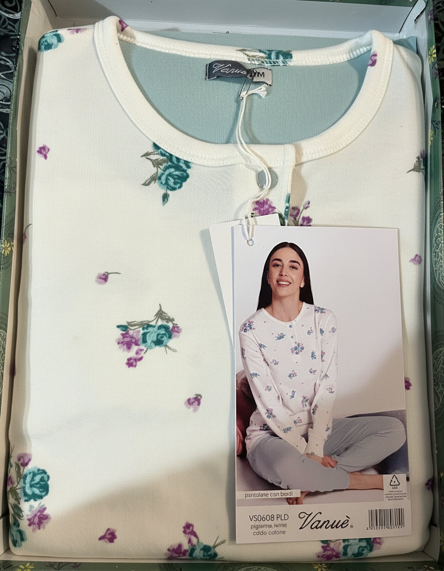 Pigiama donna Vanué caldo cotone due colori - art. 608