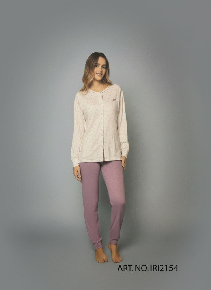 Pigiama Donna Irge in Caldo Cotone con Apertura sulla Giacca due colori – art. 2154