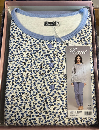 Pigiama donna Vanué caldo cotone taglia calibrata - art. 5531