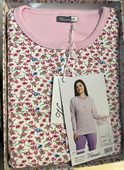 Pigiama donna Vanué caldo cotone due fantasie - art. 613