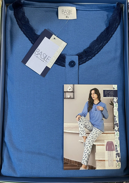 Pigiama donna Basile caldo cotone in due colori -  art. 143