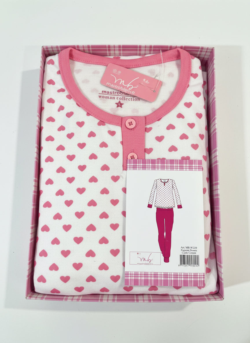 Pigiama donna Mastro Bianco cotone caldo due colori - art- 220