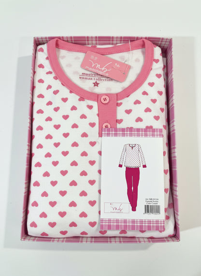 Pigiama donna Mastro Bianco cotone caldo due colori - art- 220
