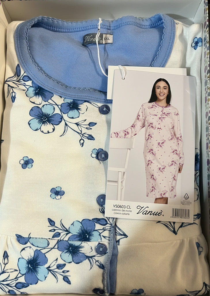 Camicia da notte Vanuè in caldo cotone due colori - art. 603