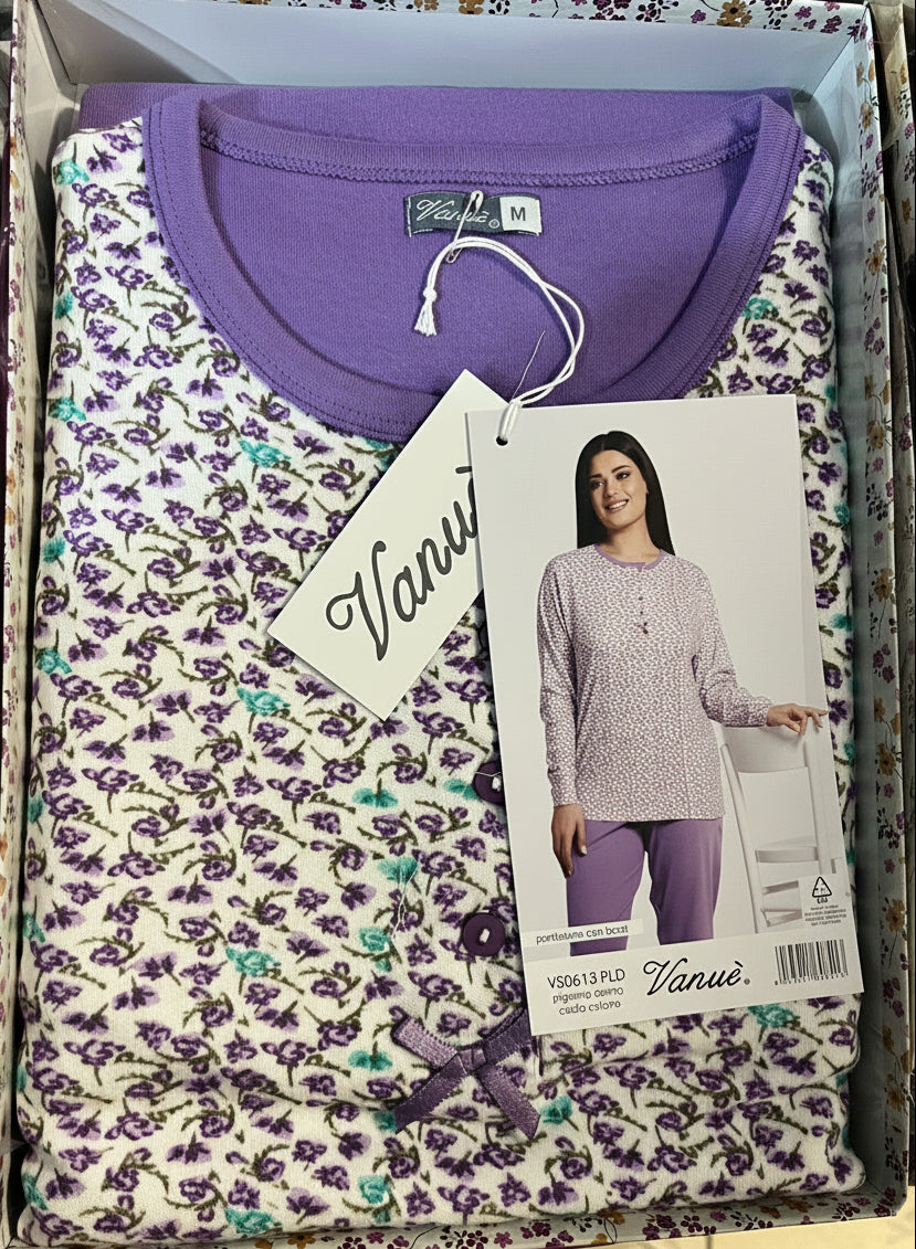 Pigiama donna Vanué caldo cotone due fantasie - art. 613