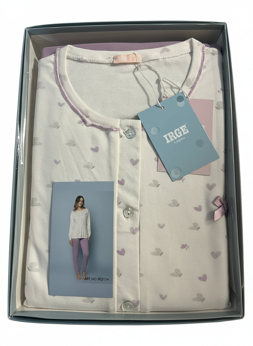Pigiama Donna Irge in Caldo Cotone con Apertura sulla Giacca due colori – art. 2154