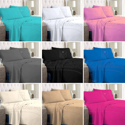 Set Lenzuola 100% Cotone Paul Williams Matrimoniale, Singolo e Una Piazza e Mezza