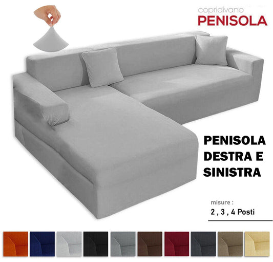 Copridivano Angolare con Penisola Destra o Sinistra – Tessuto Elasticizzato per 2, 3 e 4 Posti