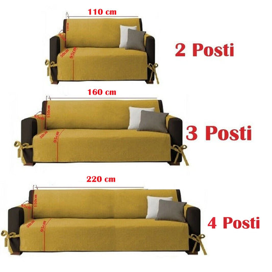 Copridivano / Salvadivano in Cotone con Tasche e Laccetti – 2, 3 o 4 Posti