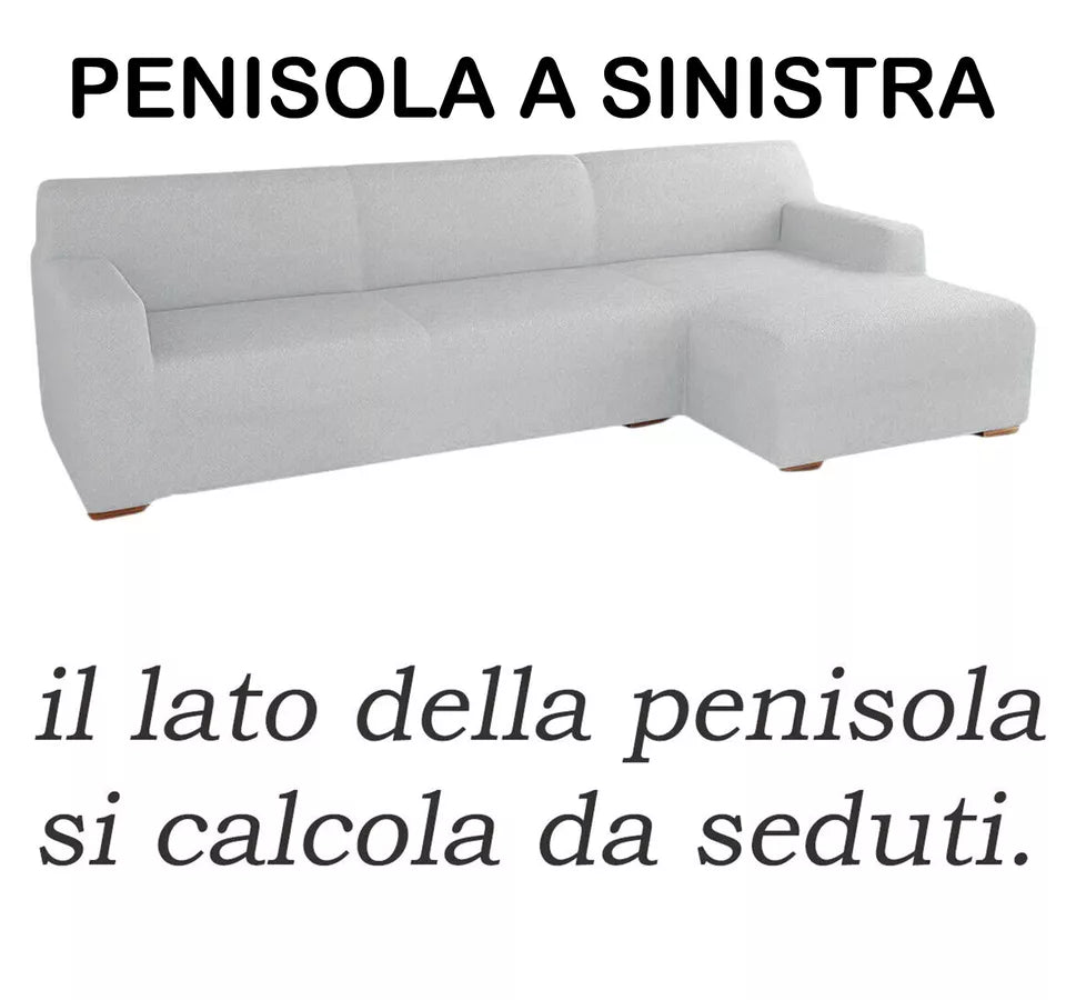 Copridivano Angolare con Penisola Destra o Sinistra – Tessuto Elasticizzato per 2, 3 e 4 Posti