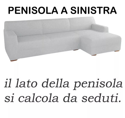 Copridivano Angolare con Penisola Destra o Sinistra – Tessuto Elasticizzato per 2, 3 e 4 Posti