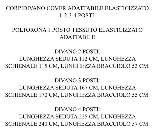 Copridivano Elasticizzato COVER – 1, 2, 3 o 4 Posti – 8 Colori Disponibili