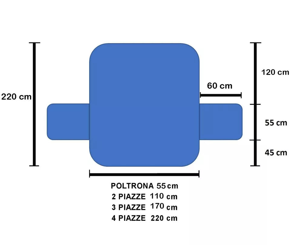 Copridivano / Salvadivano Trapuntato Reversibile Double Face in 5 coppie di colori - 1, 2. 3 e 4 posti