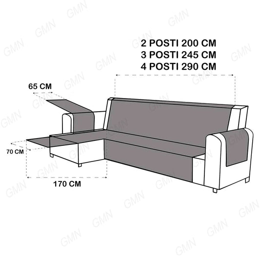 Copridivano Angolare Trapuntato con Penisola Destra e Sinistra – Reversibile Double Face per divani da 2, 3 o 4 posti