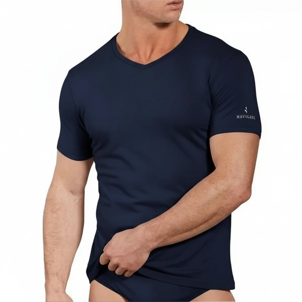 3 PEZZI - Maglia Uomo Navigare Art. 571 – Cotone Elasticizzato con Scollo a V